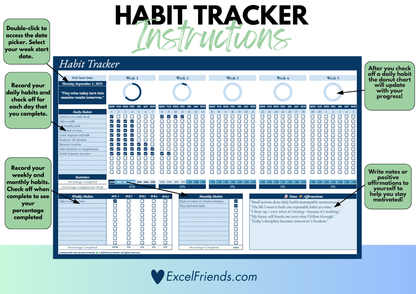Google Sheets Habit Tracker with Bonus Habits Building Journal
