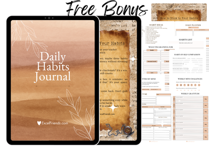 Google Sheets Habit Tracker with Bonus Habits Building Journal