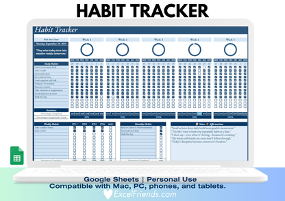 Excel Friends habit tracker plus daily habits journal video