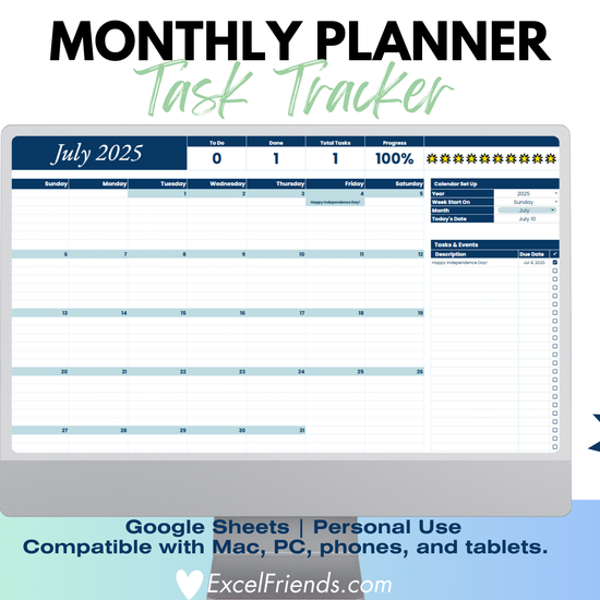 video about a google sheets monthly planner